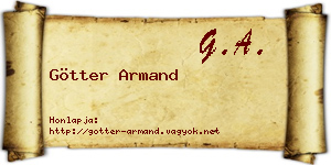 Götter Armand névjegykártya